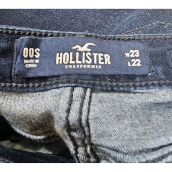 Hollister High Rise Culotte Classic Stretch Jeans Size 23 X 22 Raw Hem Blue - Picture 9 of 9